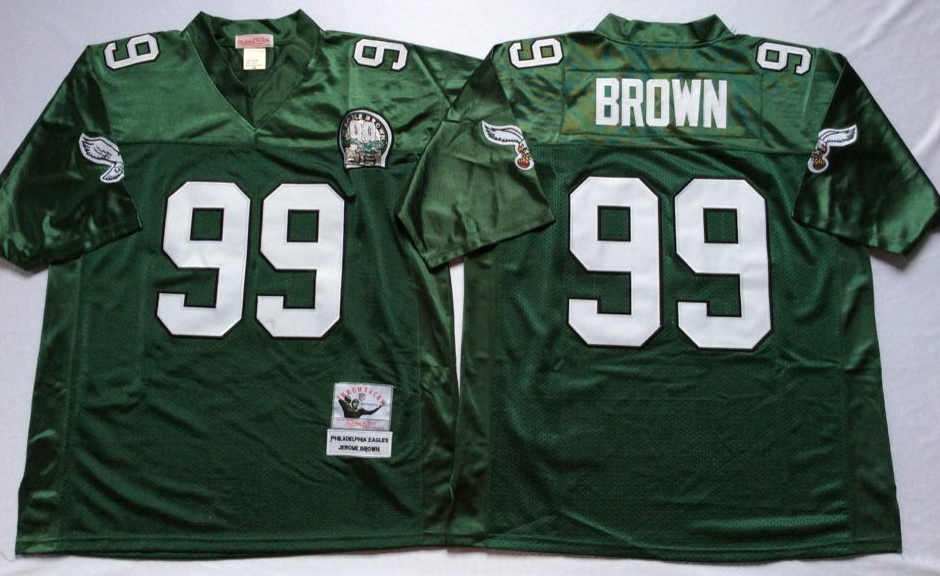 Men Philadelphia Eagles 99 Brown green Mitchell Ness jerseys